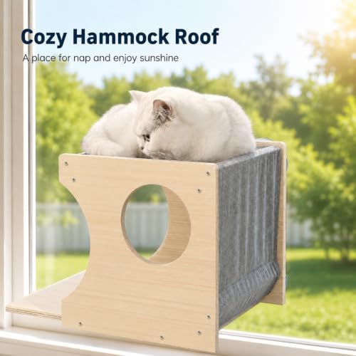 Cat Window Perch，2-Tier Hammock & Hideaway House with Strong Suction Cups - Image 3