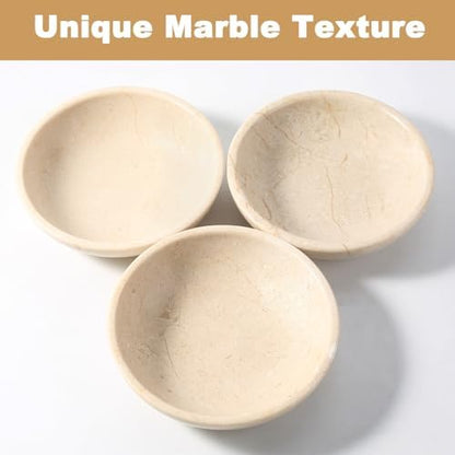 Karibiber Natural Marble Cat Bowl, Weighted 1.5lb Cat Food Bowl for Cat and Small Dog, Small Animal Pet Food Dish Non-Slip, Shallow Dish for Whisker Fatigue Relief, Premium Beige Stone for Home Decor - Image 3