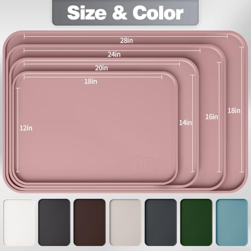 Silicone Dog Cat Food Mat Extra Thick Raised Edge, 20"x14" Dusty Rose - Image 3