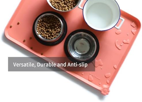 Hoki Found Large Silicone Pet Feeding Mats Tray - Non Slip Dog Cat Bowl Mats - Waterproof - Burnt Coral - Image 4