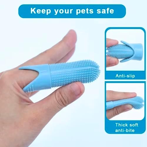 Happy Smile Dog Toothbrush 360° – Soft Silicone Finger Toothbrush for Dogs & Cats, Gentle Teeth Cleaning, BPA-Free, 2-Pack (Blue & Green) - Image 6
