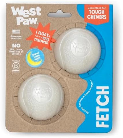 WEST PAW Boundr Ball Dog Fetch Toy – Bouncing Toys for Dogs, Fetch, Catch, Chewing, Play – Floatable, Recyclable Balls – Small Glow 2-Pack by WestPaw