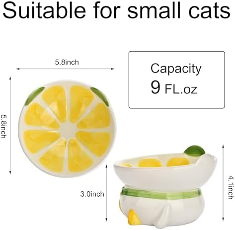 Ceramic Raised Cat Bowl for Indoor Cats,Elevated Cat Food Bowls Whisker Friendly,Anti Vomiting & Protect Pet's Spine,Cute Tilted Dish for Flat Faced Kitten (Orange Shaped) - Image 2