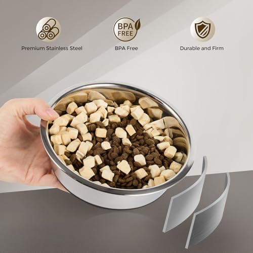 Dog Bowls Durable Non-Slip Stainless Steel Dog Bowls 2-Pack Holds 3 Cups - Image 2