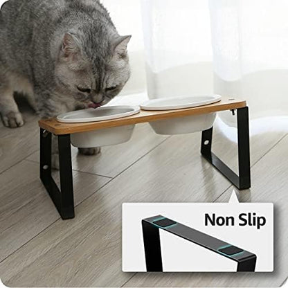 AYADA Elevated Cat Bowls Height Adjustable with Stand (Ceramic) - Image 6