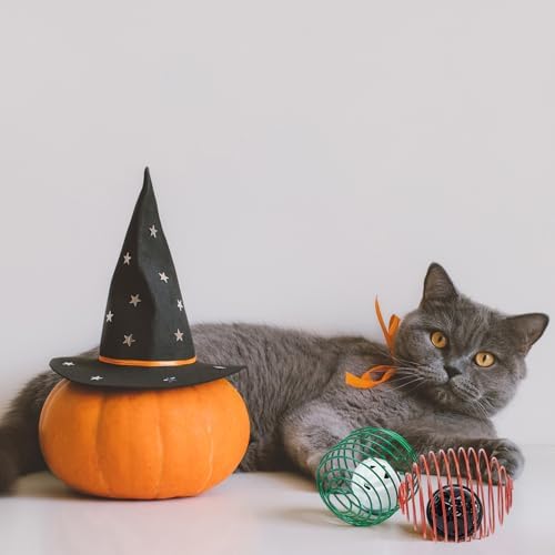 Jecery 5 Pcs Cat Toys Spring,Bell,Halloween Colors - Image 4