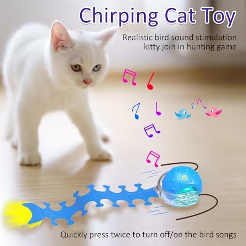 Giociv Interactive Cat Toys Ball for Indoor Cats Fast Rolling on Carpet, Chirping & Motion Activate Cat Toys (Blue Centipede) - Image 5
