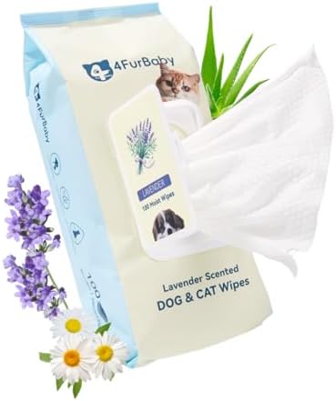 Dog Grooming Wipes for Paws and Butt, Lavender,100 Count by 4FurBaby