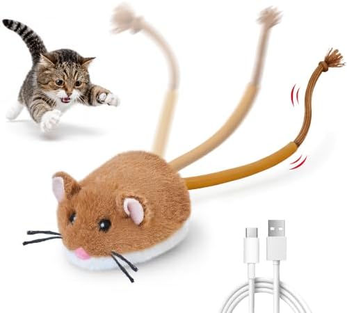 Potaroma Interactive Cat Toy Rechargeable Motion Activated Rolling Mouse by Potaroma