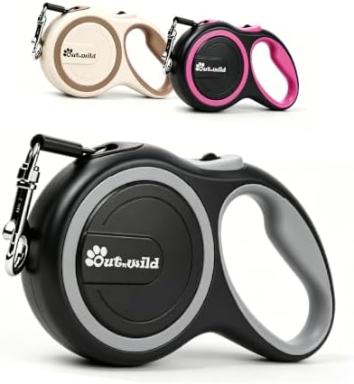 OUTnWILD Retractable Dog Leash, 16 ft Heavy Duty Dog Leash for Large Breeds/Pets Up to 110 lbs, 360° Tangle Free Design with One Touch Quick-Lock Braking System & Anti-Slip Handle. (Black, L) by OUT+%27N+WILD
