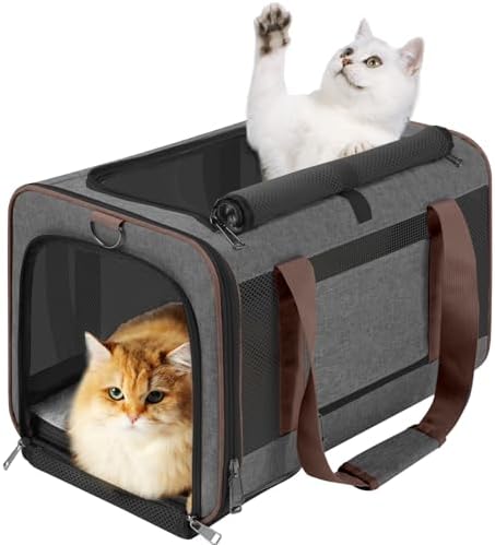GAPZER Large Cat Carrier Soft, Collapsible Travel Pet Carry Bag, Small Dogs by GAPZER