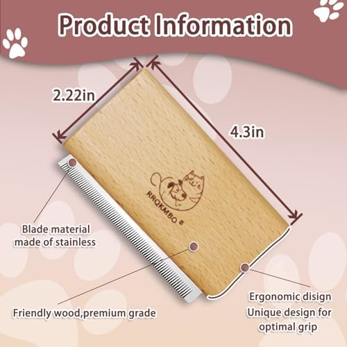 Premium Deshedding Dog Brush,Pet Deshedding Brush,Professional Cat Deshedding Brush for Grooming,Wooden Pet Grooming Combs for Short and Long Hair,Deshedder Shedding Tool. - Image 2