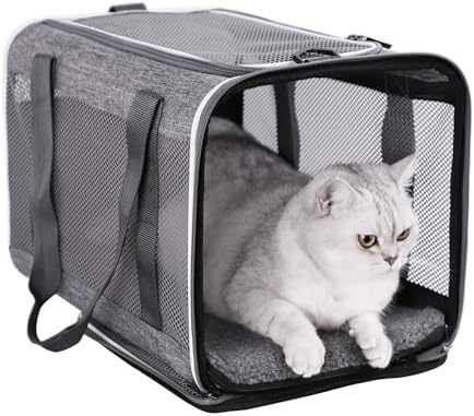 Soft Pet Carrier Bag for Cats and Puppy Under 20 lbs. Sturdy, Safe, Comfortable and Lightweight by petisfam