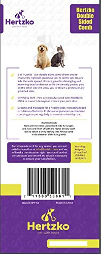 Pet Combs by Hertzko – Small & Large Comb - Double-sided - Both Small & Large Areas - Removes Tangles, Knots, Loose Fur and Dirt - Ideal for Everyday Use for Dogs and Cats with Short or Long Hair