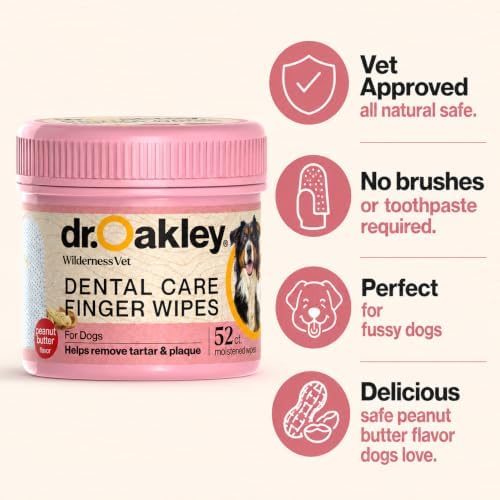 Dr. Oakley Dog Dental Wipes Finger Dental Care - Peanut Butter Flavor - Image 2