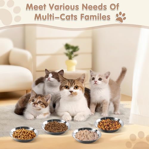 6Pcs Stainless Steel Cat Bowls, Cat Food Bowls, Cat Dishes Whisker Friendly - Image 4
