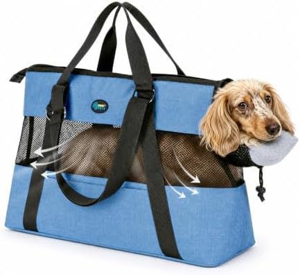Ownpets XL Cat Dog Purse Carrier, Blue Breathable Mesh, Fits 20lbs by Ownpets