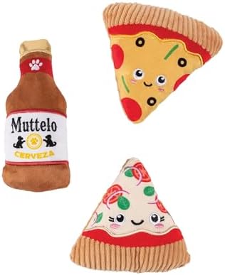 Fringe Studio Plush Dog Toy, 3 Pieces Set, Slice N’ SIP, Pet Shop Collection (662177) by FringeStudio