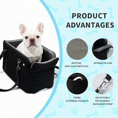 Center Console Dog Car Seat for Small Dogs Under 15 lbs, Black - Image 3