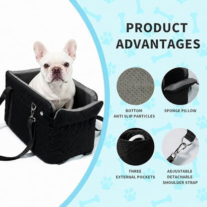 Center Console Dog Car Seat for Small Dogs Under 15 lbs, Black - Image 3