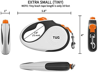 TUG Tiny Retractable Dog Leash, 10 ft (Extra Small, White/Orange) - Image 4