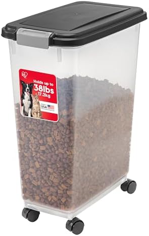 IRIS USA Dog Food Storage Container, Up to 38 lbs, Black, Made in USA by IRISUSA