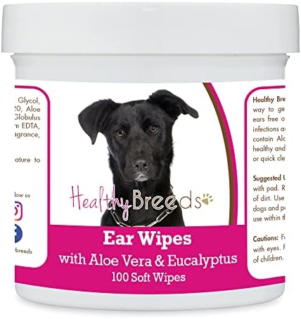 Healthy Breeds Mutt, Black, Ear Cleaning Wipes with Aloe & Eucalyptus for Dogs 100 Count by HealthyBreeds