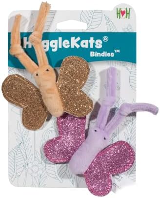 HuggleKats Cat Toys - Kitten Toys for Bored Indoor Cats, Perfect for Moving, Exercise, Biting & Chewing - Bindies (2 Pack) by HuggleHounds
