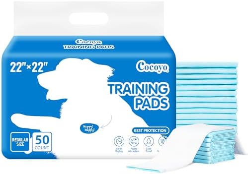 COCOYO Best Value 22"x22" Dog Training Pads 50 Count | Dog Pee Pads | Super Absorbent Puppy Pads,White by COCOYO