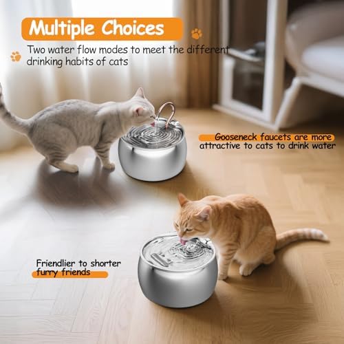 2.5L/84oz Gooseneck Cat Water Fountain Stainless Steel Ultra-Quiet - Image 6