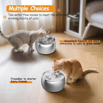 2.5L/84oz Gooseneck Cat Water Fountain Stainless Steel Ultra-Quiet - Image 6