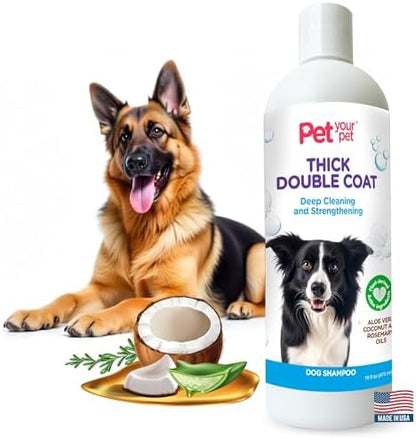Natural Dog Shampoo for Thick Coats, 16 Fl Oz by PETYOURPET