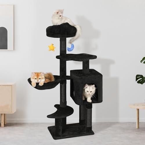 Meecal Gothic Black Cat Tree for Indoor Kittens & Small Cats Under 6 Months 9lbs, 43-Inch Cute Cat Tower with Scratching Post, Cat Condos, Cozy Hammock, Unique Perch & Dangling Toy - Image 6