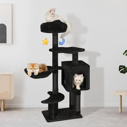 Meecal Gothic Black Cat Tree for Indoor Kittens & Small Cats Under 6 Months 9lbs, 43-Inch Cute Cat Tower with Scratching Post, Cat Condos, Cozy Hammock, Unique Perch & Dangling Toy - Image 6