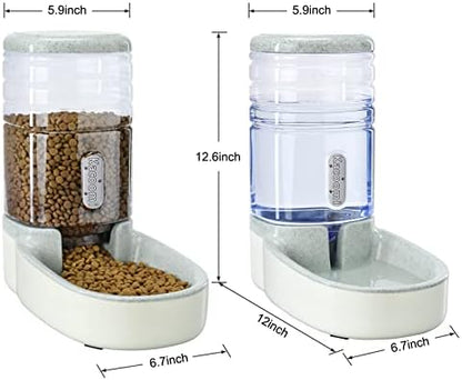 Automatic Dog Cat Feeder and Water Dispenser Gravity Food Feeder and Waterer Set with Pet Food Bowl for Small Medium Dog Puppy Kitten, Large Capacity 1 Gallon x 2(Grey) - Image 4