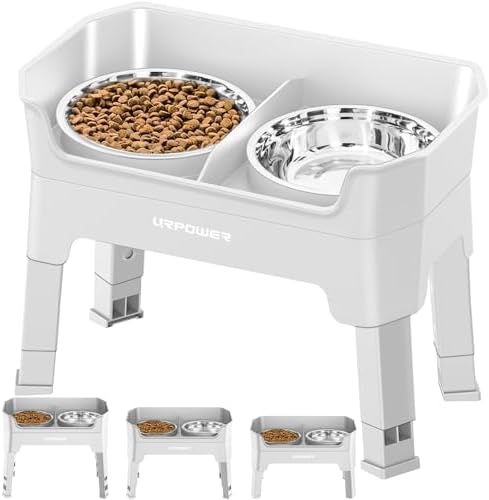 URPOWER Elevated Dog Bowls, 3-in-1 Double Deck Raised Dog Bowl Stand by URPOWER