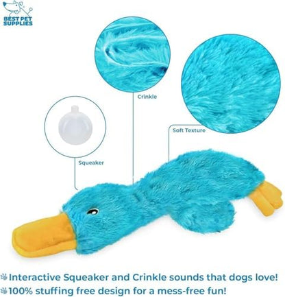 Best Pet Supplies 2-in-1 Stuffless Squeaky Dog Toy - 2 Crinkle Ducks, Large - Image 3