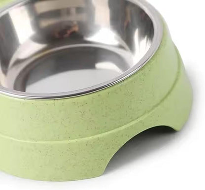 Dog Bowls Double Dog Water and Food Bowl Stainless Steel with Anti-Tip Base, Food and Water Set for Small Medium Pets (Green)