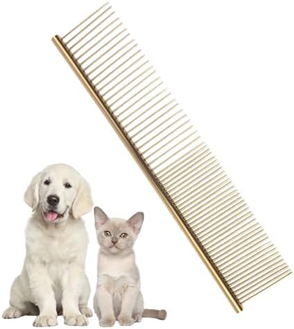 Chrome Pet Grooming Comb Premium Stainless Steel Dematting Tool with Rounded Teeth for Dogs & Cats Best for Removing Knots,Tangles,Perfect for Long & Short Haired Pets (Chrome) by ShearsProfessional