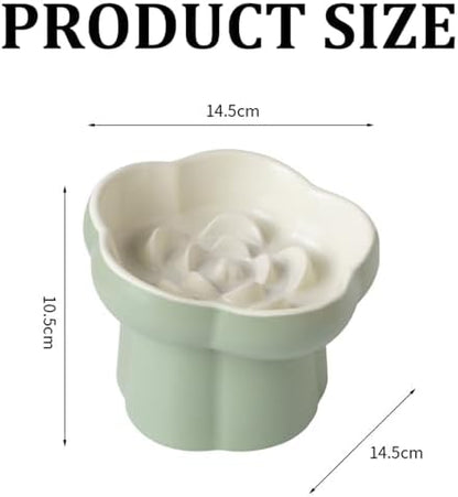 Ceramic Elevated Slow Feeder Cat Bowl, Whisker Friendly Dish 5.7" - Image 6