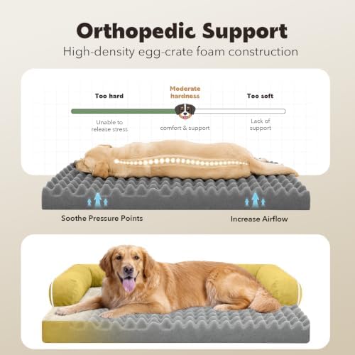 MEKIY XXL Orthopedic Waterproof Dog Bed with Bolster for Extra Large Dogs - Image 3
