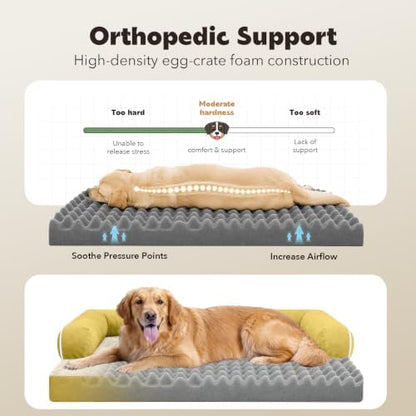 MEKIY XXL Orthopedic Waterproof Dog Bed with Bolster for Extra Large Dogs - Image 3