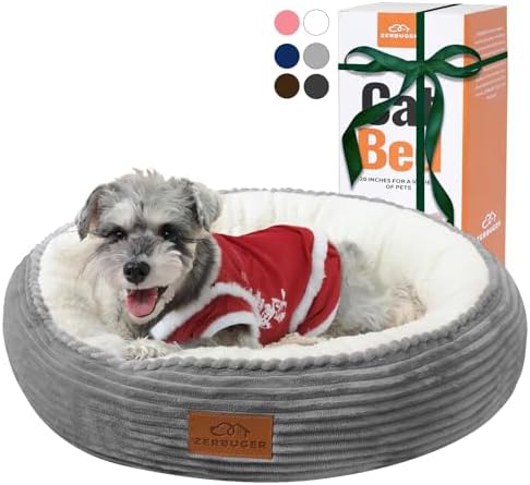 Zerbuger 23in Light Grey Round Dog Bed Sofa for Dogs Cats, Machine Washable by Zerbuger