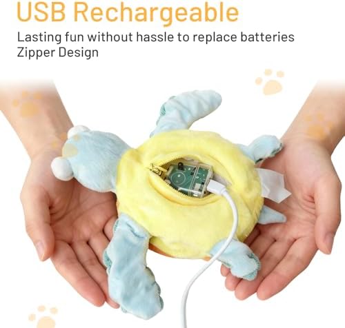 Puffluv Flapping Cat Toy,Can NOT Fly Interactive Auto Beating Arms & Chirping 3 Modes, USB Charging with Catnip,Rechargeable Mimic Sea Turtle for Indoor Kitten No Boredom-Type C - Image 2
