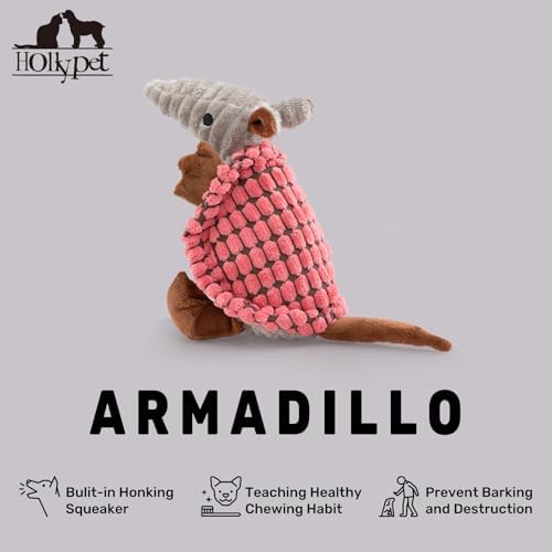 Hollypet Armadillo Squeaky Puppy Dog Toys for Small Medium Dogs, 8" - Image 4