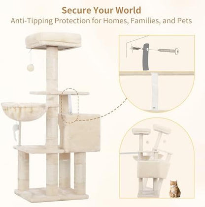 Heybly Cat Tree with Toy, 43.3 inch Cat Tower for Indoor Cats HCT004SM - Image 6