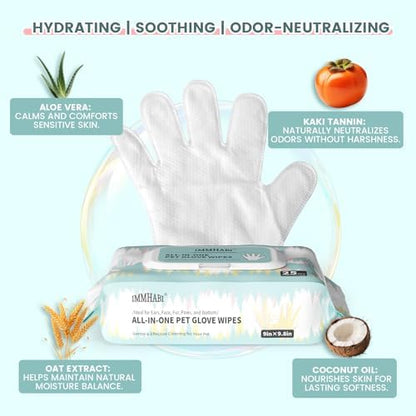 IMMHABI Hypoallergenic Pet Glove Wipes for Dogs & Cats, 50 Count - Image 5