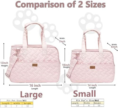 Small Puppy Carrier Bag,Woman Style,Pups Purse Kitty,Multiple Pockets,Breathable Mesh,Pets Totes Travel,Picnic,Outdoor,MAX 6 lb (Pink, Small) - Image 2