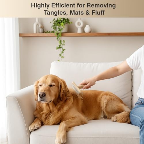 Pet Brush & Comb for Shedding and Grooming, Dog Brush for Long and Short Haired Dogs, Deshedding Tool Removes Undercoat Tangles & Loose Fur - Image 2