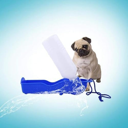 Pet Dog Travel Water Bottle Foldable Dog Water Dispenser Portable Dog Water Bottle with Drinking and Feeding Function(500ML-Blue) - Image 6